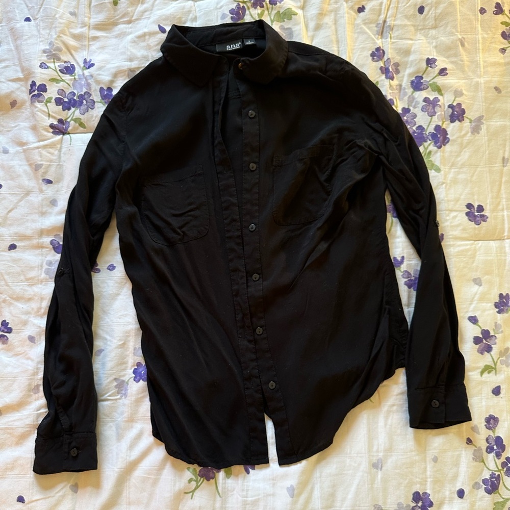 a.n.a Black Button Up Shirt Blouse
